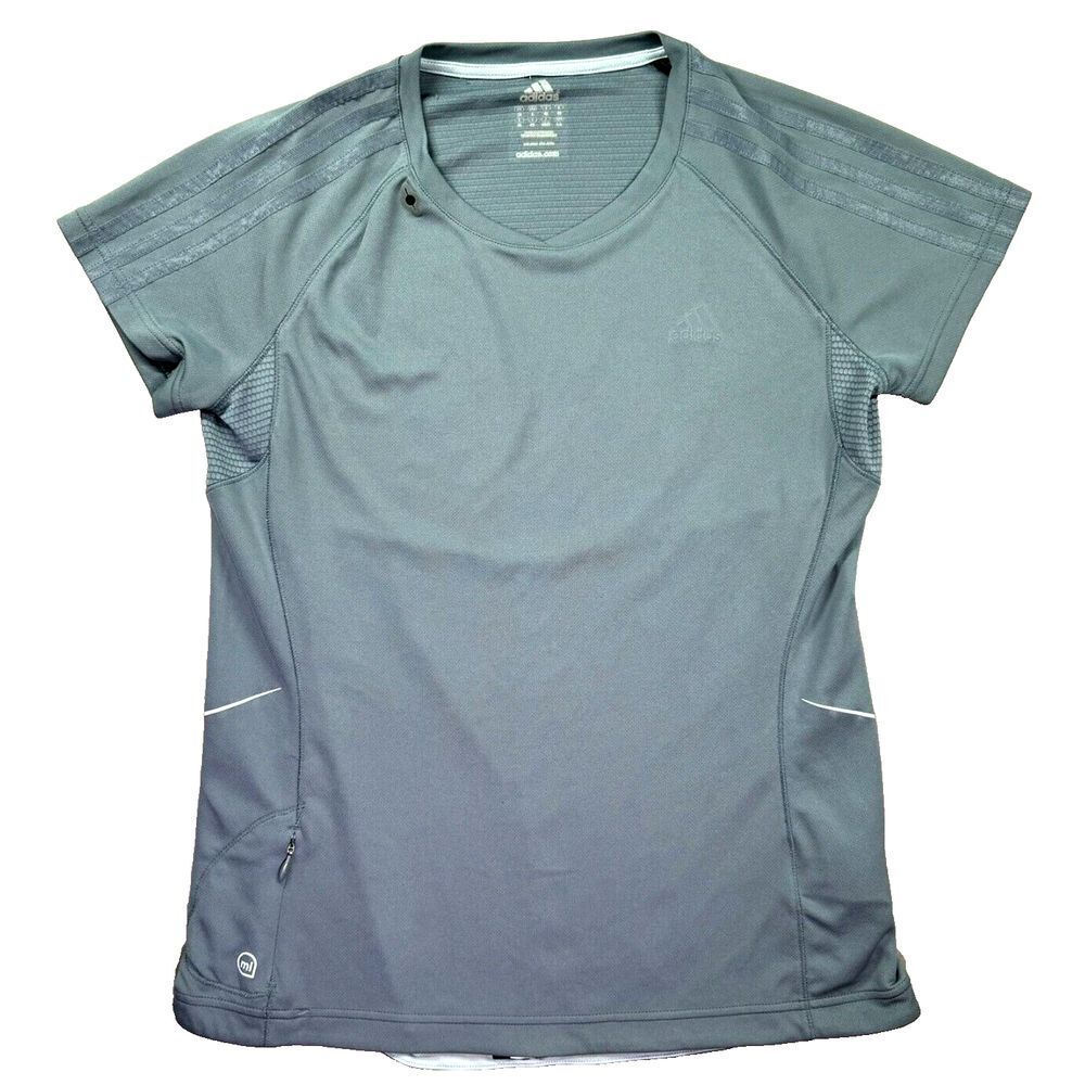 Adidas Supernova Running Shirt Womens Large Gym Gray Performance Mi Pocket Earbu